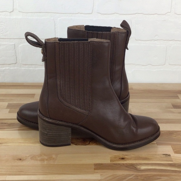 UGG maroon brown leather ankle boots chunky heeled booties rodeo southwestern 6 - Picture 7 of 15